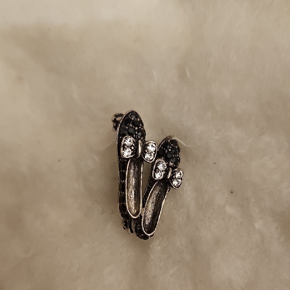 Elegant Black and Silver Bow Earrings